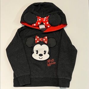 Disney Minnie Mouse Love Pullover Hoodie - Gray and Red Girl Size 4